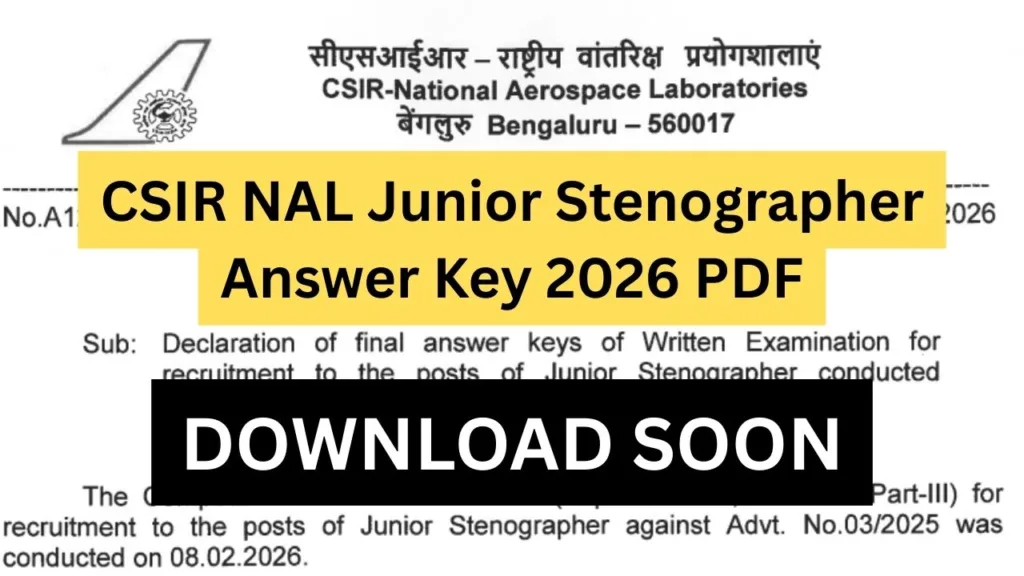 CSIR NAL Junior Stenographer Answer Key 2026 PDF