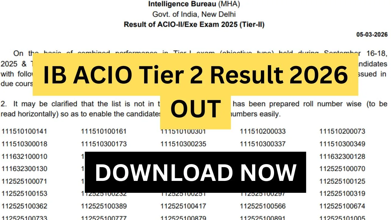 IB ACIO Tier 2 Result 2026 OUT