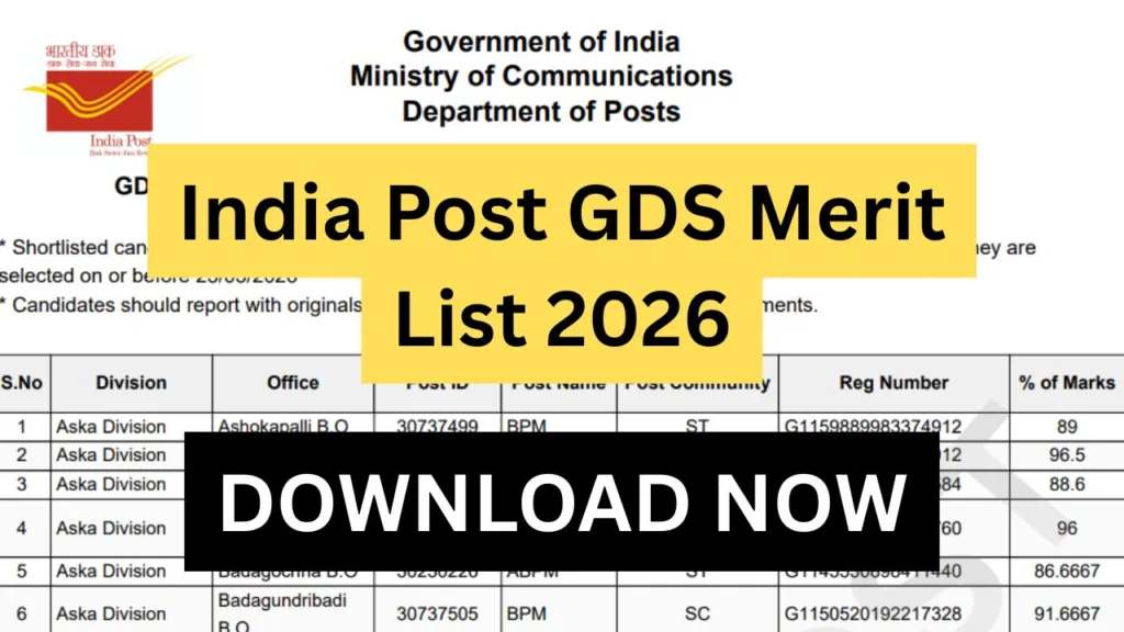 India Post GDS Merit List 2026