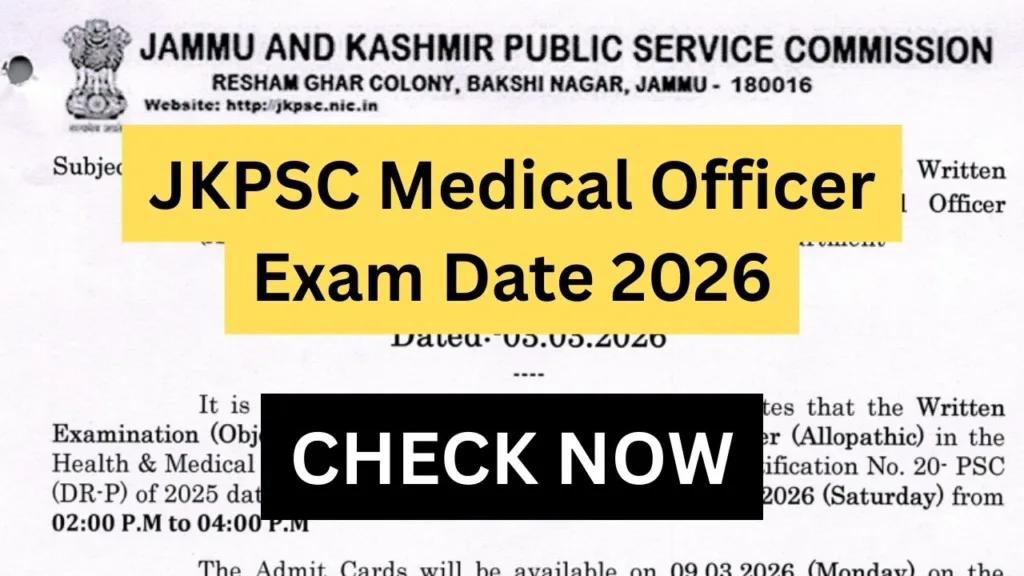 JKPSC Medical Officer Exam Date 2026