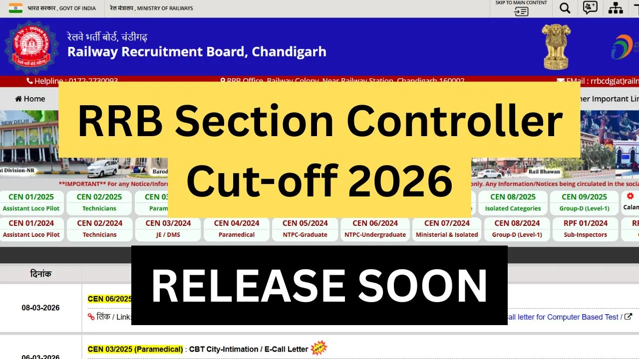 RRB Section Controller Cut-off 2026